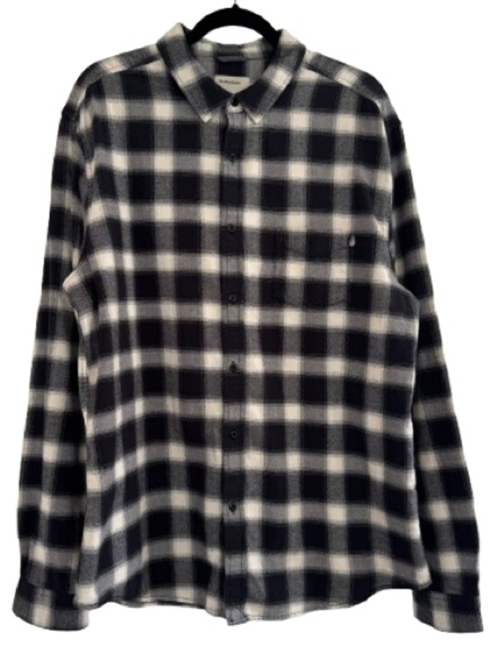 Life After Denim Black White Plaid Button Down Long Sleeve Shirt Soft Casual
